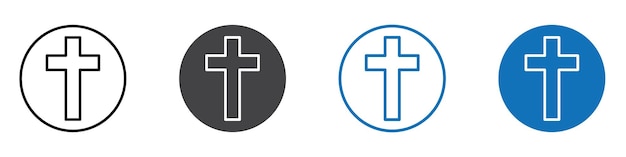 El icono del signo de la cristiandad es un conjunto de marcas de íconos editables planas.