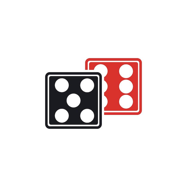 Icono de signo de dados Símbolo de juego de casino Icono de dados plano Botón redondo con icono de juego plano Vector