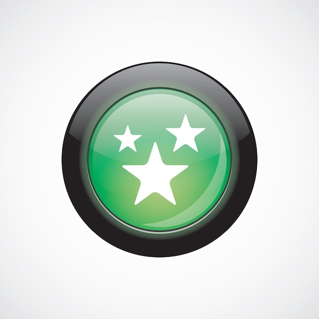Vector icono de signo de estrellas botón verde brillante. botón del sitio web de interfaz de usuario