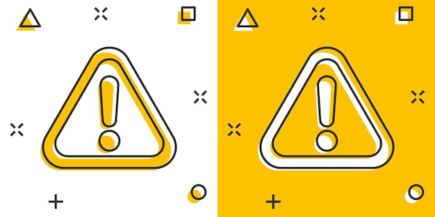 Icono de signo de exclamación en estilo cómic Peligro alarma vector dibujos animados ilustración pictograma Precaución riesgo negocio concepto efecto de salpicadura