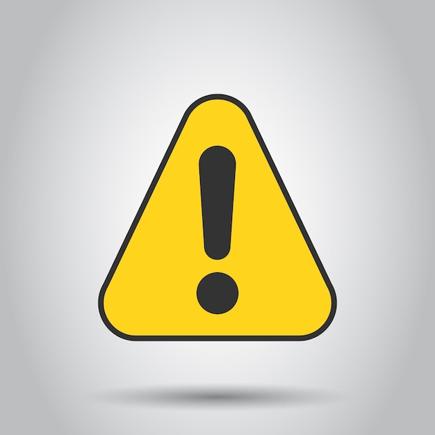 Ícono de signo de exclamación en estilo plano Ilustración vectorial de alarma de peligro en fondo blanco Concepto de negocio de riesgo de precaución