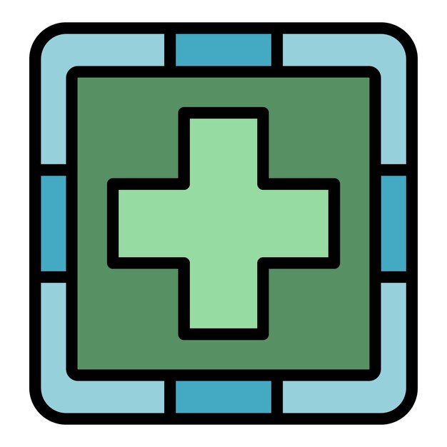 Icono de signo de farmacia Contorno signo de farmacia vector icono color plano aislado