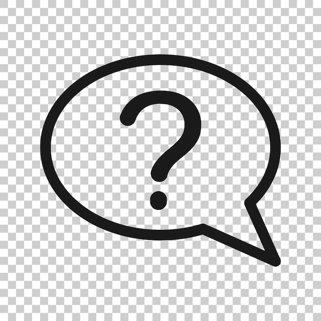 Icono de signo de interrogación en estilo plano Ilustración de vector de burbuja de discurso de discusión sobre fondo blanco aislado Concepto de negocio de preguntas frecuentes