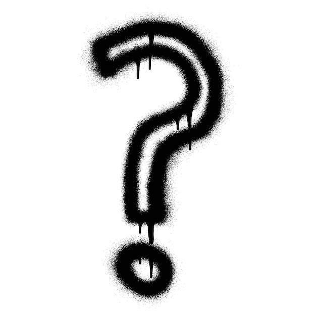 icono de signo de interrogación con pintura en aerosol negra.
