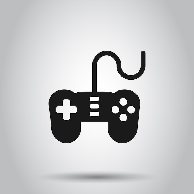 Icono del signo del joystick en estilo plano Ilustración vectorial del Gamepad en un fondo aislado Concepto comercial del controlador de la consola de juegos