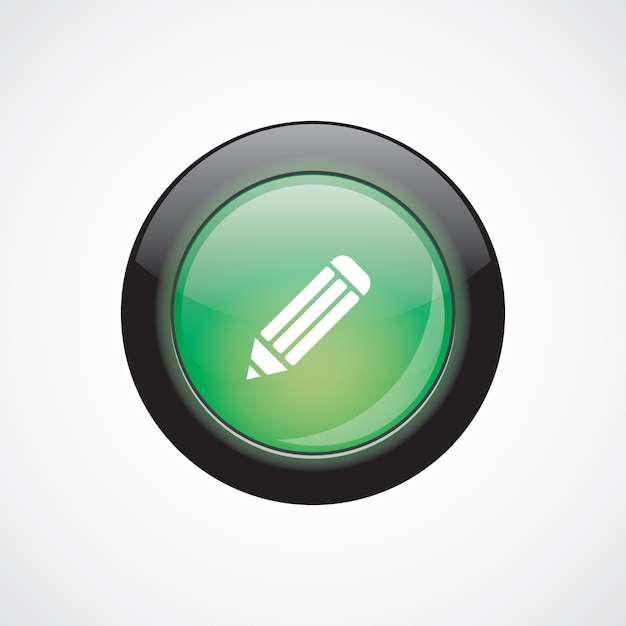 Vector icono de signo de lápiz botón verde brillante. botón del sitio web de interfaz de usuario