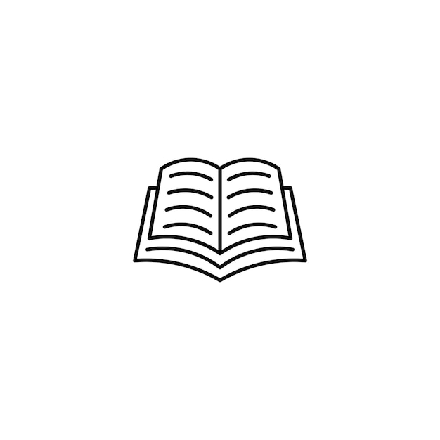 Icono de signo de libro abierto o diseño de logotipo con un solo dibujo vectorial de color negro