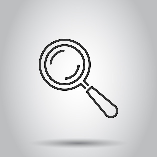Icono de signo de lupa en estilo plano Ilustración de vector de lupa sobre fondo blanco aislado Concepto de negocio de búsqueda