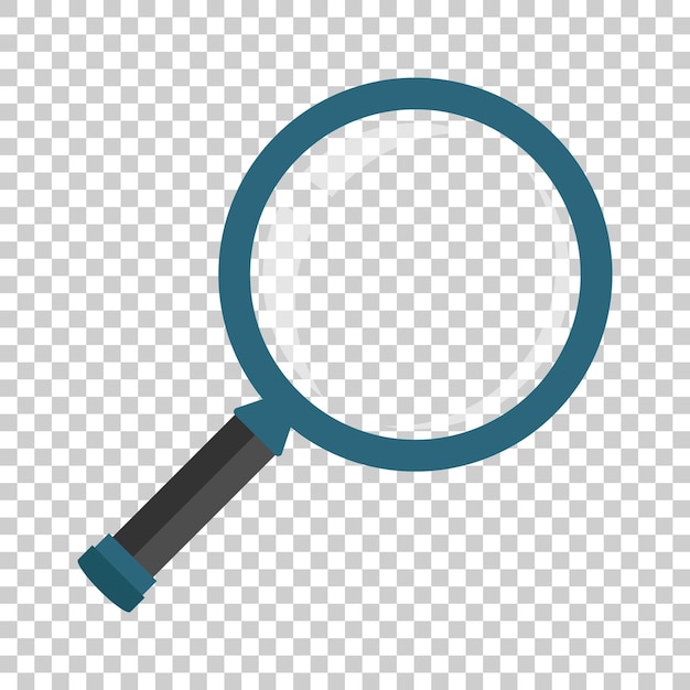 Ícono de signo de lupa en estilo transparente Ilustración vectorial de ampliación en fondo aislado Concepto de negocio de búsqueda