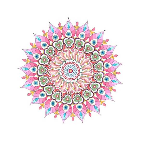 El icono del signo del mandala es una decoración colorida, simétrica y engañosa.