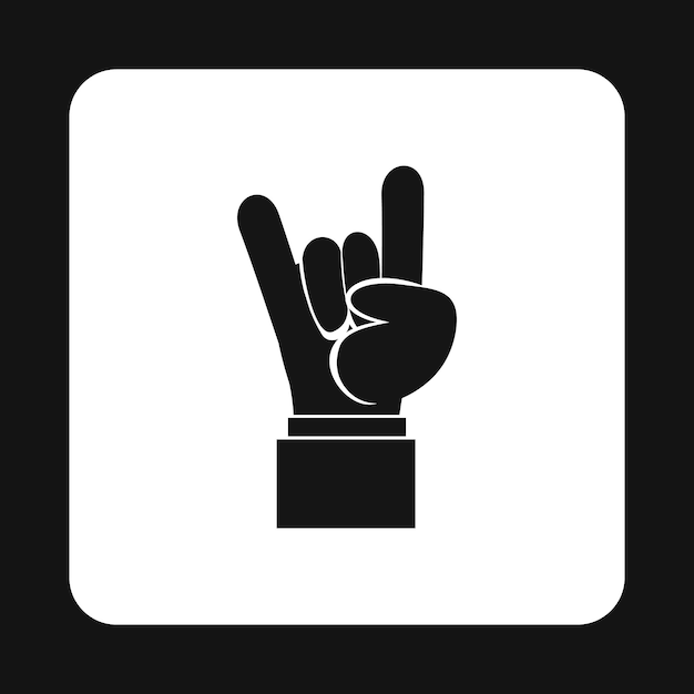 Icono de signo de mano de Rock and Roll en estilo simple en una ilustración de vector de fondo blanco