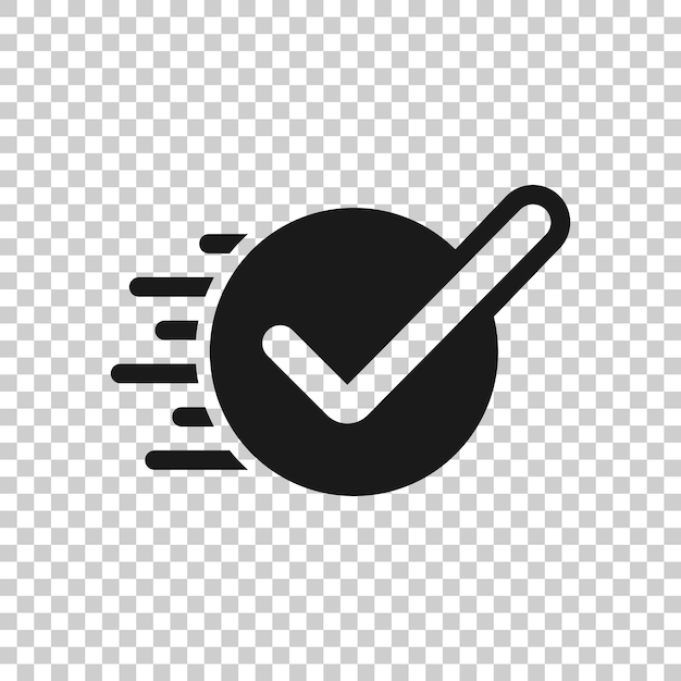 Icono de signo de marca de verificación en estilo plano Confirmar ilustración de vector de botón sobre fondo blanco aislado Concepto de negocio aceptado