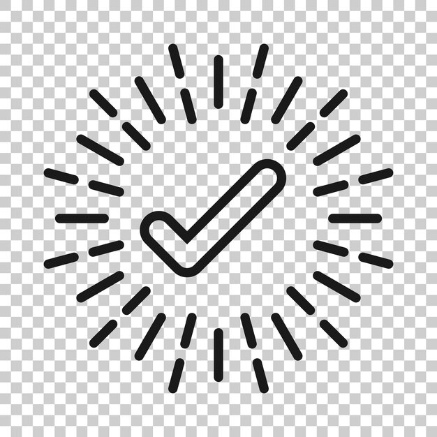 Icono de signo de marca de verificación en estilo plano Confirmar ilustración de vector de botón sobre fondo blanco aislado Concepto de negocio aceptado