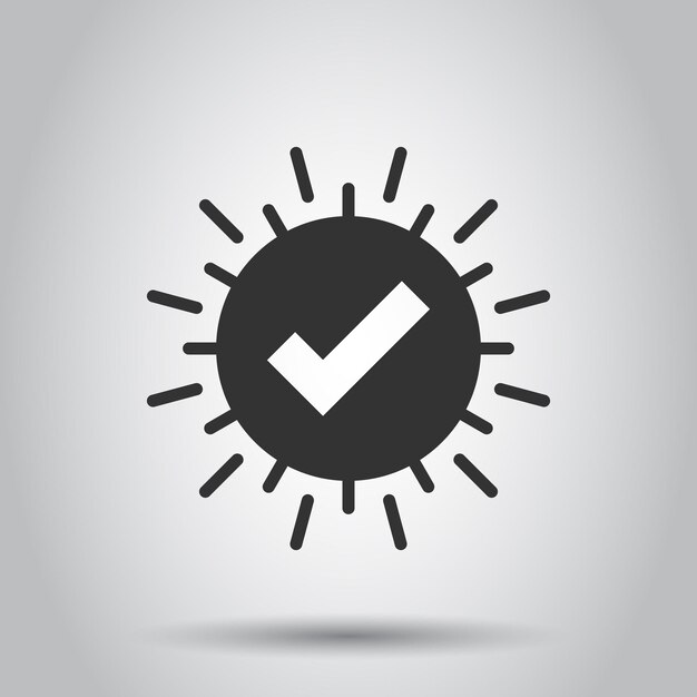 Icono de signo de marca de verificación en estilo plano Confirmar ilustración de vector de botón sobre fondo blanco aislado Concepto de negocio aceptado