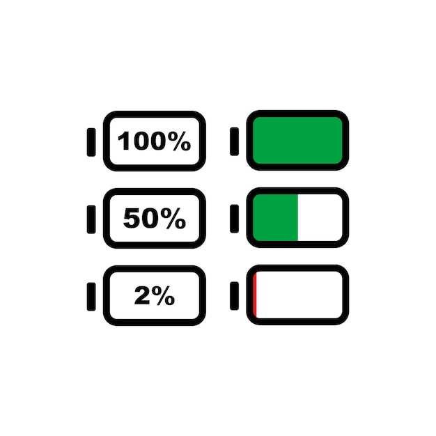 El icono del signo de porcentaje de la batería Símbolo de porcentaje UI UX Elemento de diseño GUI Recursos Elemento gráfico