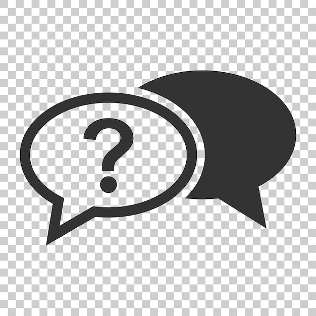 Ícono de signo de pregunta en estilo plano Ilustración vectorial de burbujas de habla en un fondo aislado Concepto de negocio de la pregunta