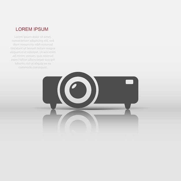 Icono de signo de proyector de vídeo en estilo plano Dispositivo de presentación de cine ilustración vectorial sobre fondo blanco aislado Concepto de negocio de conferencia