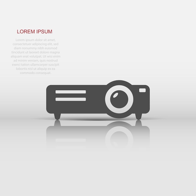 Icono de signo de proyector de vídeo en estilo plano Dispositivo de presentación de cine ilustración vectorial sobre fondo blanco aislado Concepto de negocio de conferencia