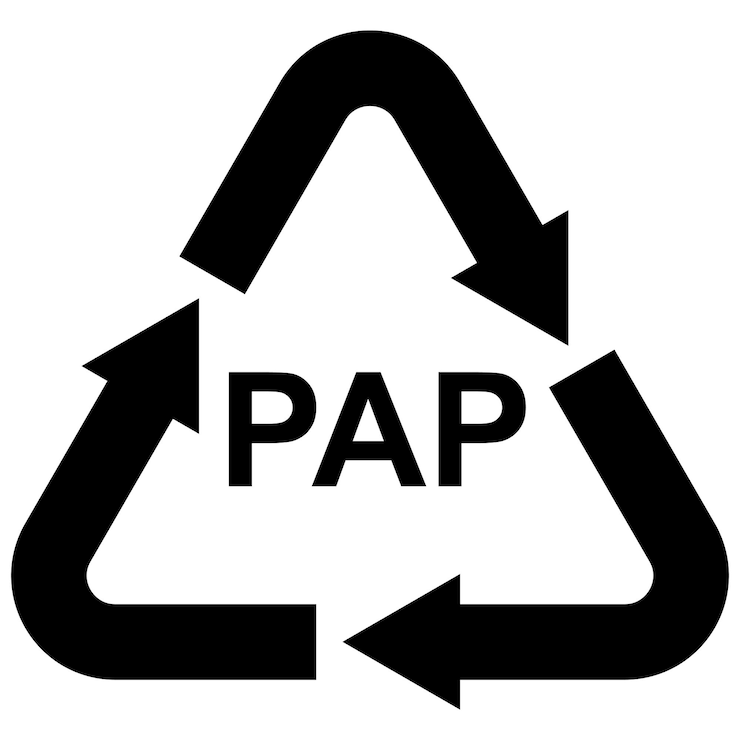Vector icono de signo reciclar papel usado papel pap triángulo con flechas reciclar papel pap