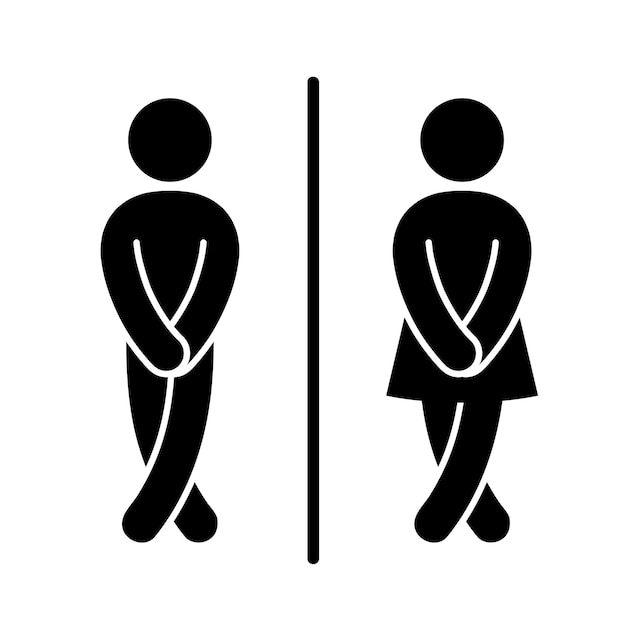 Vector icono de signo de símbolos de puerta de baño wc divertido