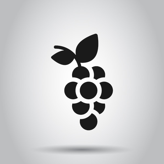 Icono del signo de las uvas en estilo plano Ilustración vectorial de uvas en un fondo aislado Concepto comercial de uvas de vino