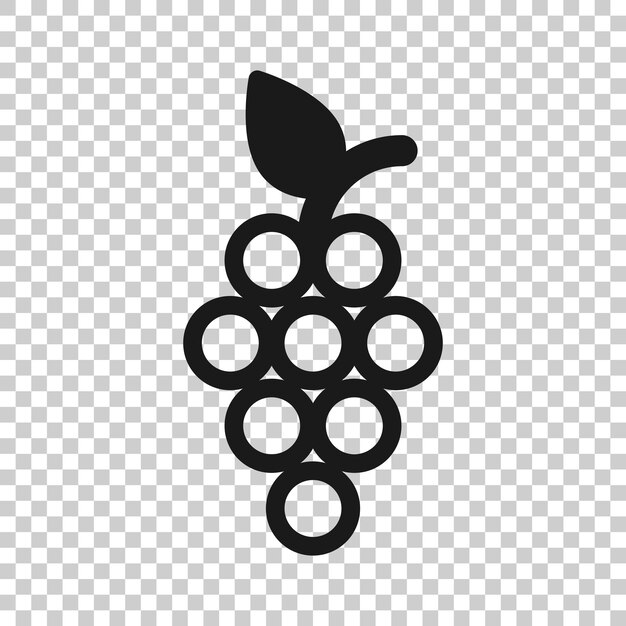 Icono de signo de uvas en estilo transparente Ilustración vectorial de uva en fondo aislado Concepto de negocio de uvas de vino
