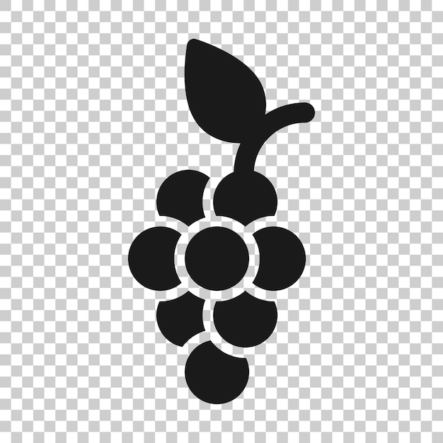 Icono de signo de uvas en estilo transparente Ilustración vectorial de uva en fondo aislado Concepto de negocio de uvas de vino
