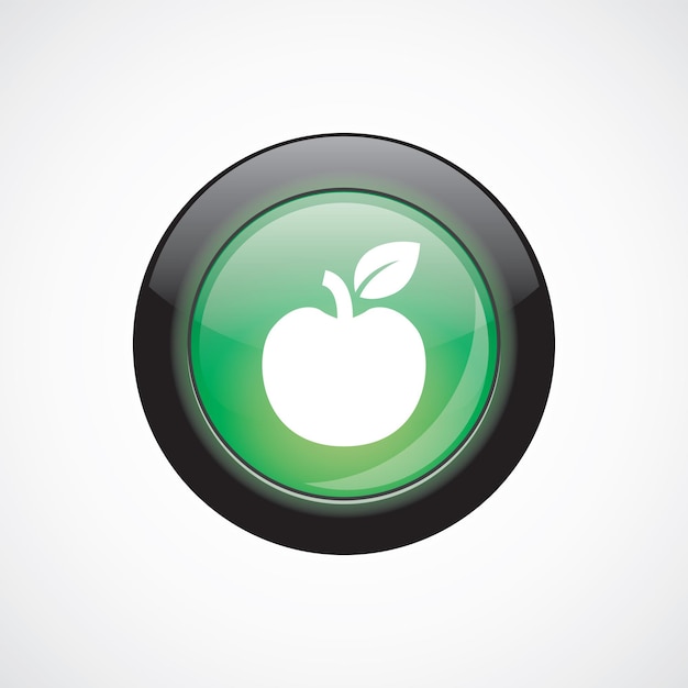 Icono de signo de vidrio de apple botón verde brillante. botón del sitio web de interfaz de usuario