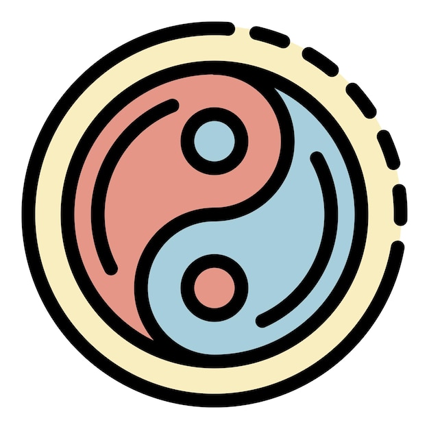 Vector icono del signo yin yang contorno del signo yin yang icono vectorial de color plano aislado