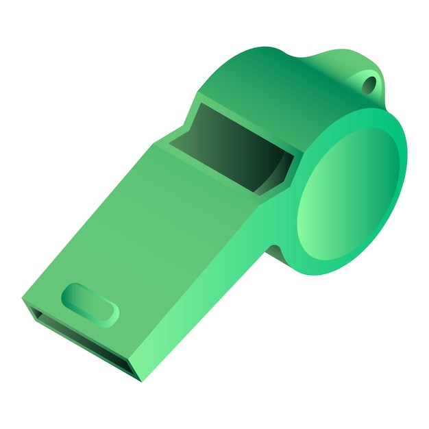 Icono de silbato verde Isométrico de icono de vector de silbato verde para diseño web aislado sobre fondo blanco