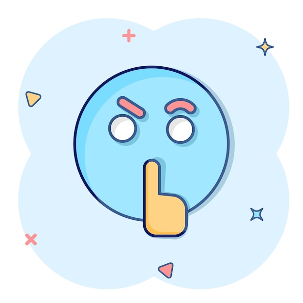 Icono silencioso en estilo cómic Ilustración de vector de dibujos animados de silencio sobre fondo aislado Concepto de negocio de signo de efecto de salpicadura de silencio