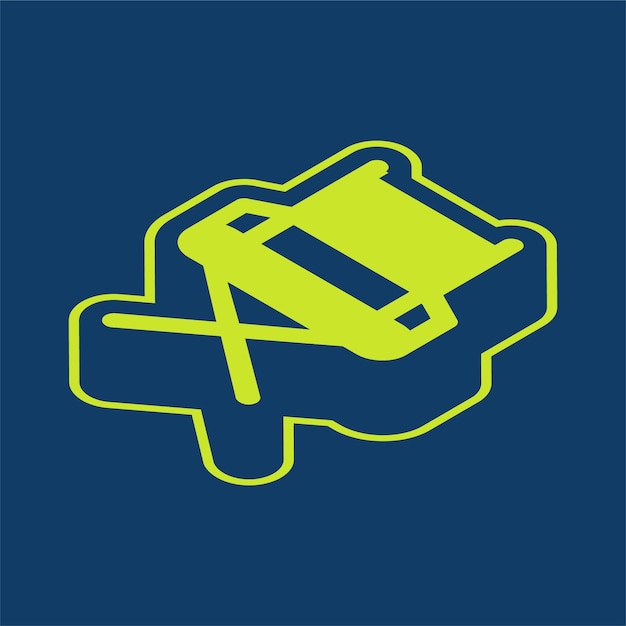Icono de silla de director retroisométrica verde con fondo editable