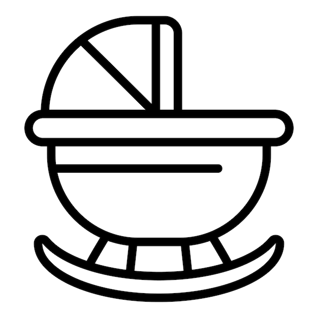 Icono de silla mecedora de bebé Contorno de icono de vector de silla mecedora de bebé para diseño web aislado sobre fondo blanco