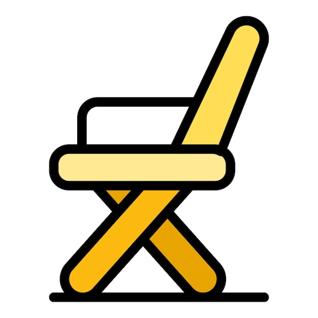 Icono de silla de oficina plegable Contorno de silla de oficinas plegable Icono vectorial de color plano aislado