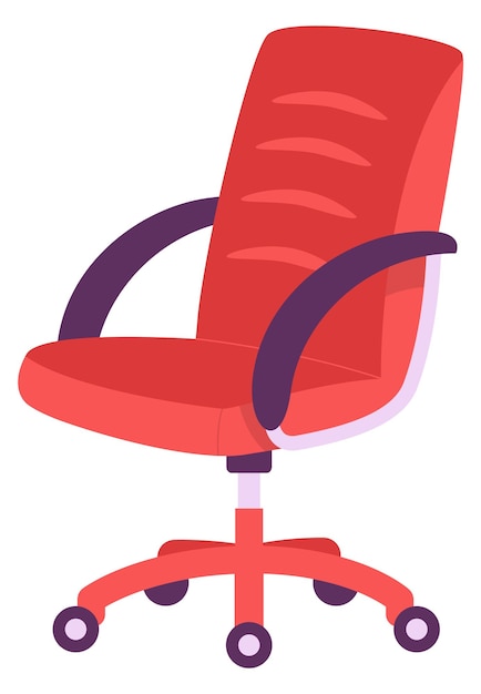 Icono de silla de oficina roja Asiento de computadora de dibujos animados