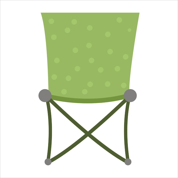 Icono de silla plegable verde vectorial aislado sobre fondo blanco lindo lugar de descanso turístico para descansar o pescar ilustración de taburete portátil para acampar xa