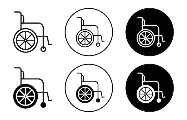 Icono de silla de ruedas 2 colección de símbolo o signo de línea delgada de contorno