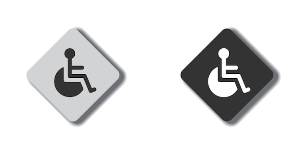 Icono de silla de ruedas en un botón plano con sombra debajo Ilustración vectorial