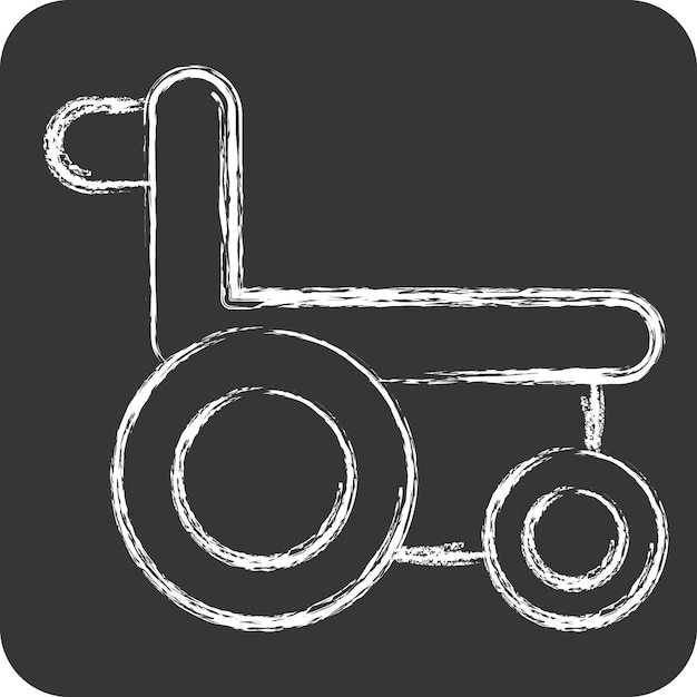 Icono Silla de ruedas relacionada con Símbolo médico tiza Estilo diseño simple ilustrado simple editable