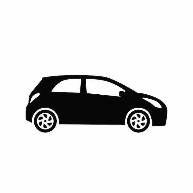 Ícono de silueta de coche de ciudad compacto Ilustración vectorial de vista lateral