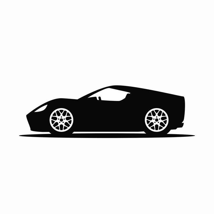 Vector icono de silueta del coche deportivo de dibujos animados en vista lateral ilustración vectorial