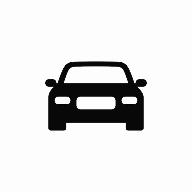 Ícono de la silueta del coche Visión delantera Ilustración vectorial