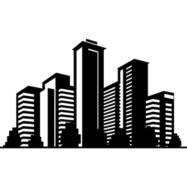 Un icono de silueta de edificio ilustraciones vectoriales simples en blanco y negro
