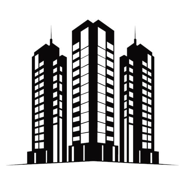 Un icono de silueta de edificio ilustraciones vectoriales simples en blanco y negro