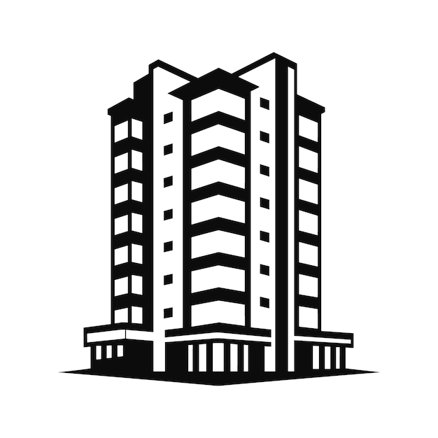 Un icono de silueta de edificio ilustraciones vectoriales simples en blanco y negro