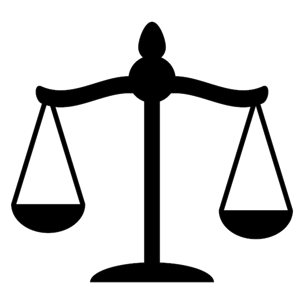 Icono de silueta escalas de justicia Elemento para diseño y logotipo