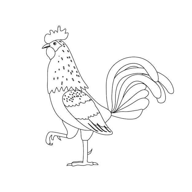 Icono de silueta de gallo cockerel como símbolo o mascota para el diseño de moda de libros infantiles y postales con letras