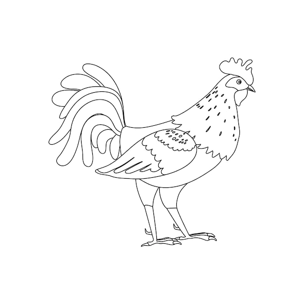 Icono de silueta de gallo Cockerel como símbolo o mascota para el diseño de moda de libros infantiles y postales con letras