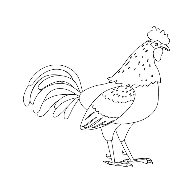 Vector icono de silueta de gallo cockerel como símbolo o mascota para el diseño de moda de libros infantiles y postales con letras