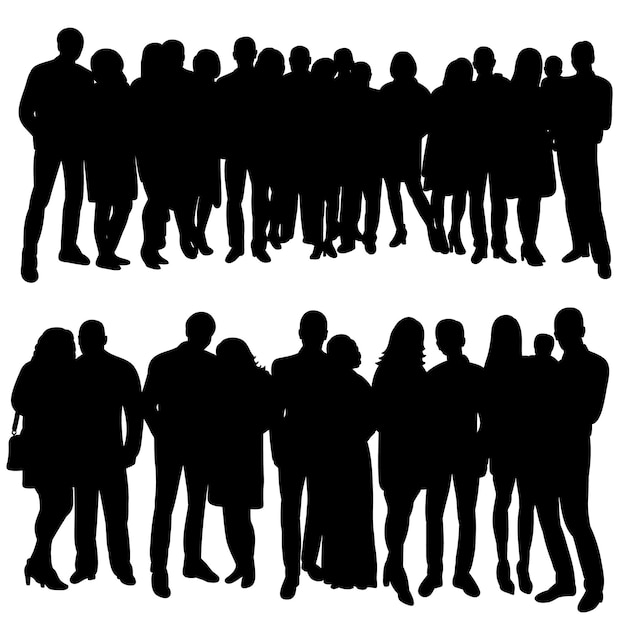 Vector icono silueta grupo de personas multitud conjunto